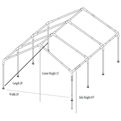 EVENT CANOPY - 20'x20'x12' (8 legs) Portable Carport Wedding Party Canopy Shelter - Impact Canopies USA